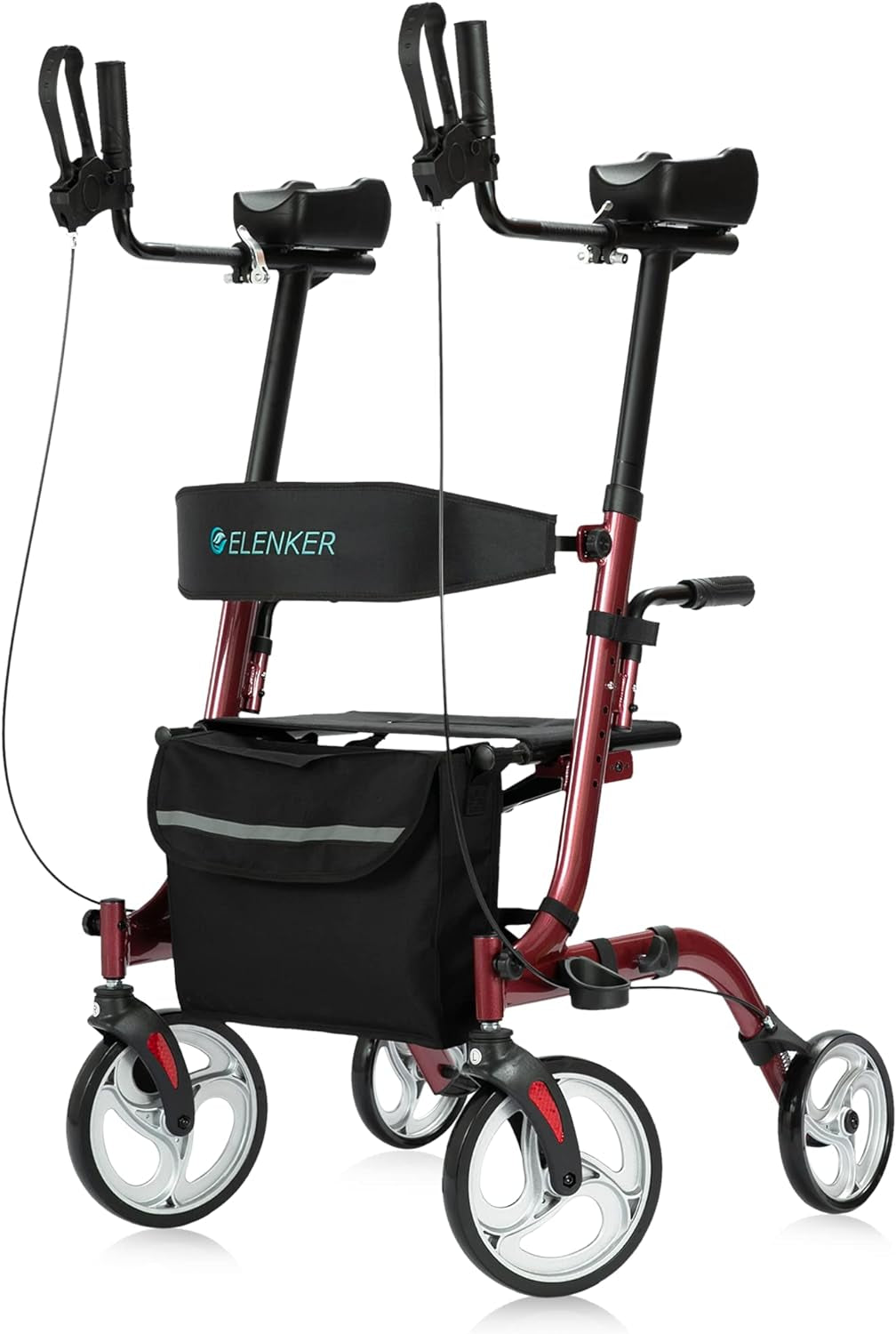 ELENKER Upright Walker, Stand up Folding Rollator Walker Back Erect Rolling Mobility Walking Aid with Seat, Padded Armrests for Seniors and Adults, White Medical Supplies & Equipment Mobility & Daily Living Aids Mobility Aids & Equipment Rollators & Accessories Rolling Walkers Walkers