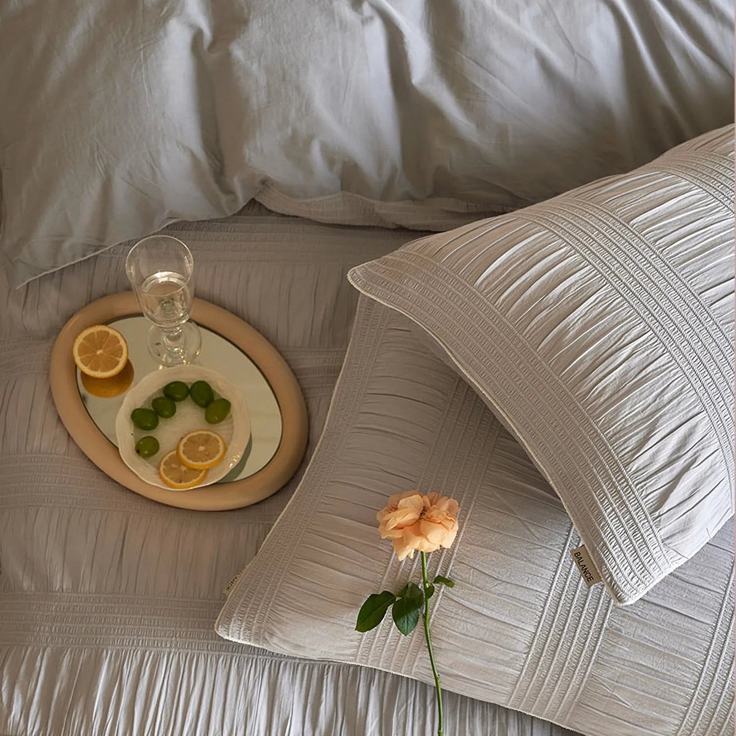 Textured Pintuck Washed Cotton Bedding Set