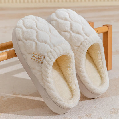 Plush Diamond Quilted Cotton House Slippers