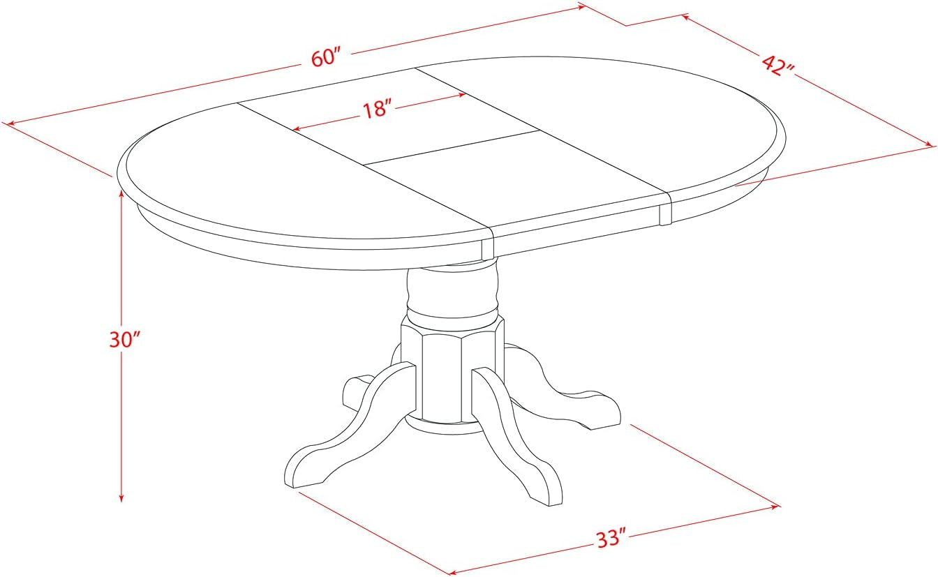 East West Furniture KENL7-BLK-W 7 Piece Modern Dining Table Set Consist of an Oval Wooden Table with Butterfly Leaf and 6 Kitchen Dining Chairs, 42X60 Inch, Black & Cherry Dining Room Furniture Furniture Home & Kitchen Table & Chair Sets