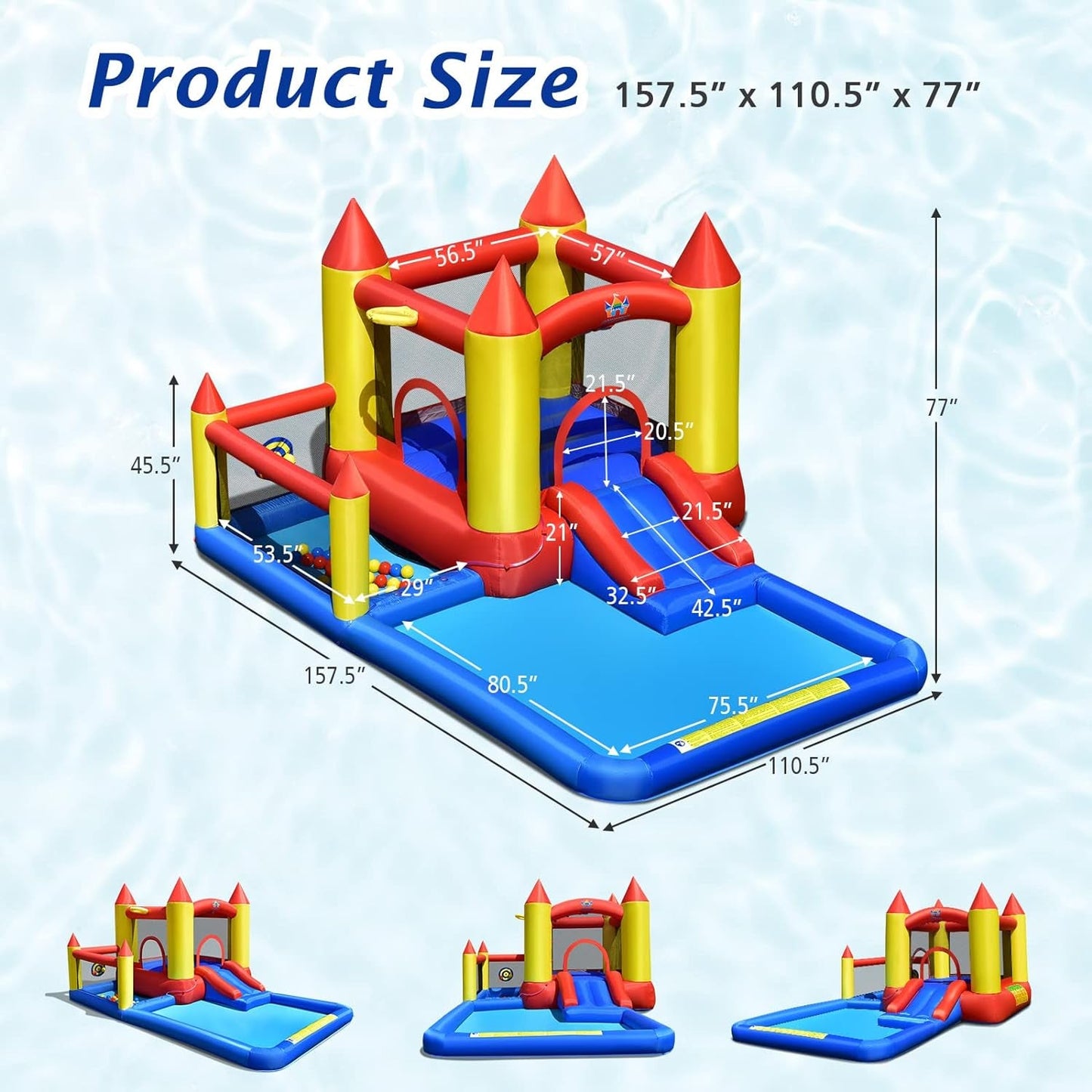 BOUNTECH Inflatable Water Bounce House, Giant Waterslide Park for Kids Backyard Fun Wet and Dry W/Splash Pool, Blow up Water Slides Inflatables for Kids and Adults Outdoor Party Gifts Inflatable Water Slides Pool Toys Pools & Water Toys Sports & Outdoor Play Toys & Games