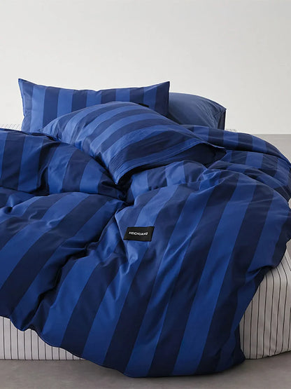 Soft Washed Wide Striped Cotton Bedding Set
