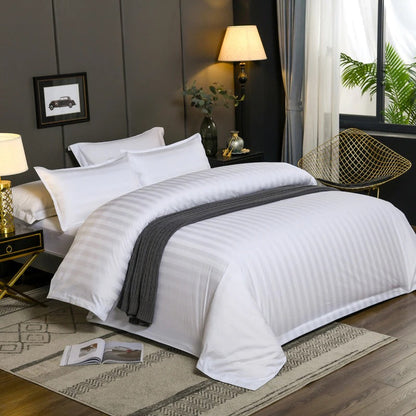 Amara Luxury Hotel Stripe Cotton Bedding Set