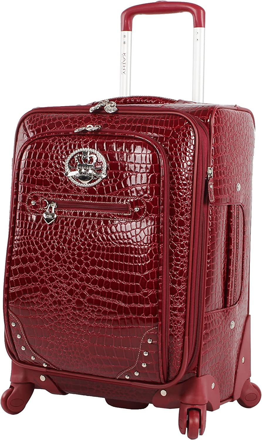 Kathy Van Zeeland Croco PVC Designer Luggage - 4 Piece Softside Expandable Lightweight Spinner Suitcases - Travel Set Includes a Dowel and Shopper Bags, 20-Inch Carry on & 28-Inch Suitcase (Burgundy) Clothing Luggage Luggage & Bags Luggage & Travel Gear Luggage Sets Shoes & Jewelry Suitcases