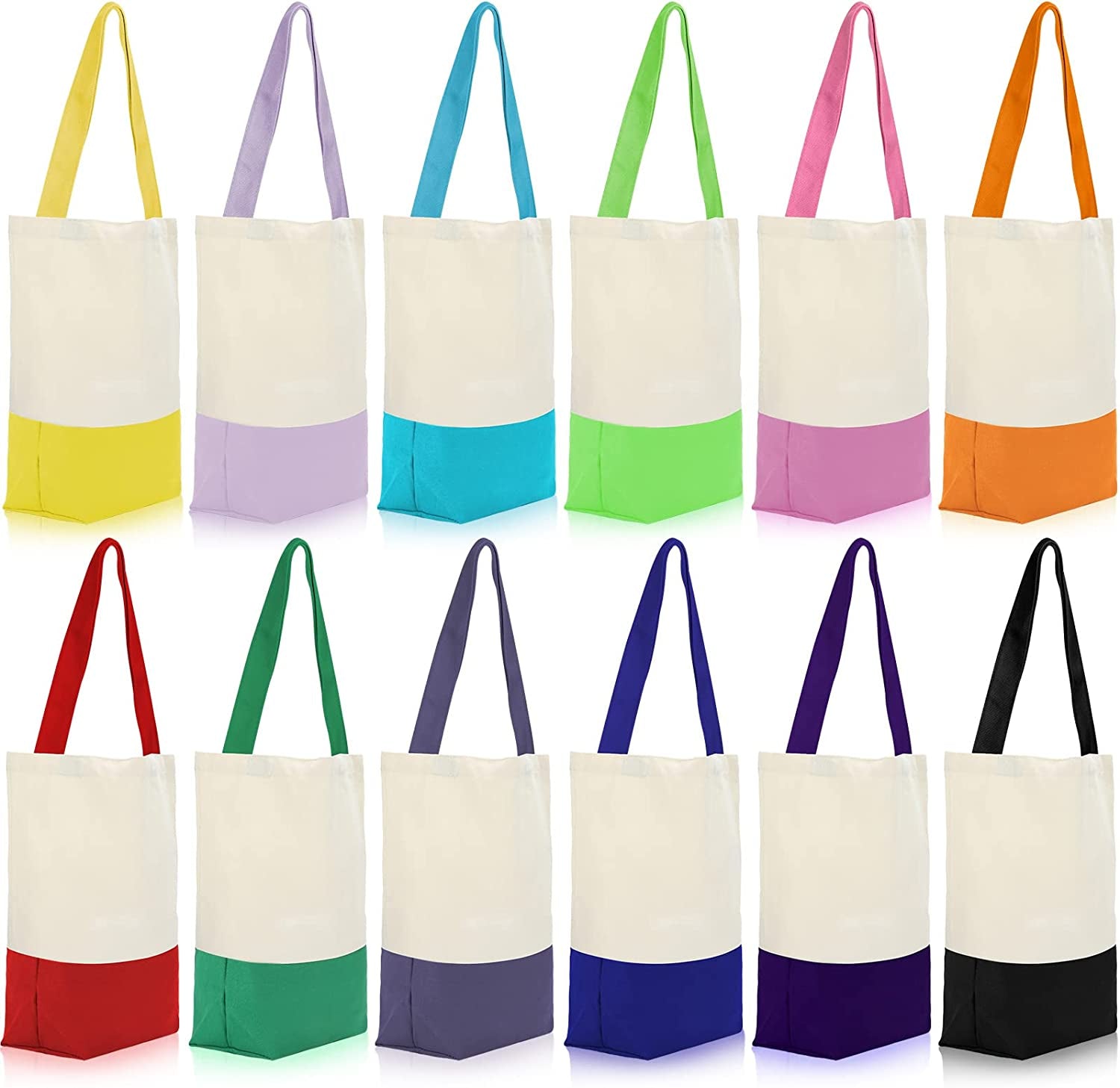 Epakh 12 Pack Canvas Tote Bags 17 X 14 X 4 Inches Cotton Grocery Reusable Shopping Bags with Long Handles for Women Men Kitchen Beach DIY Crafting Multipurpose Totes Set, 12 Colors, Ordinary Style Home & Kitchen Kitchen & Dining Luggage & Bags Reusable Grocery Bags Shopping Totes Storage & Organization Travel & To-Go Food Containers