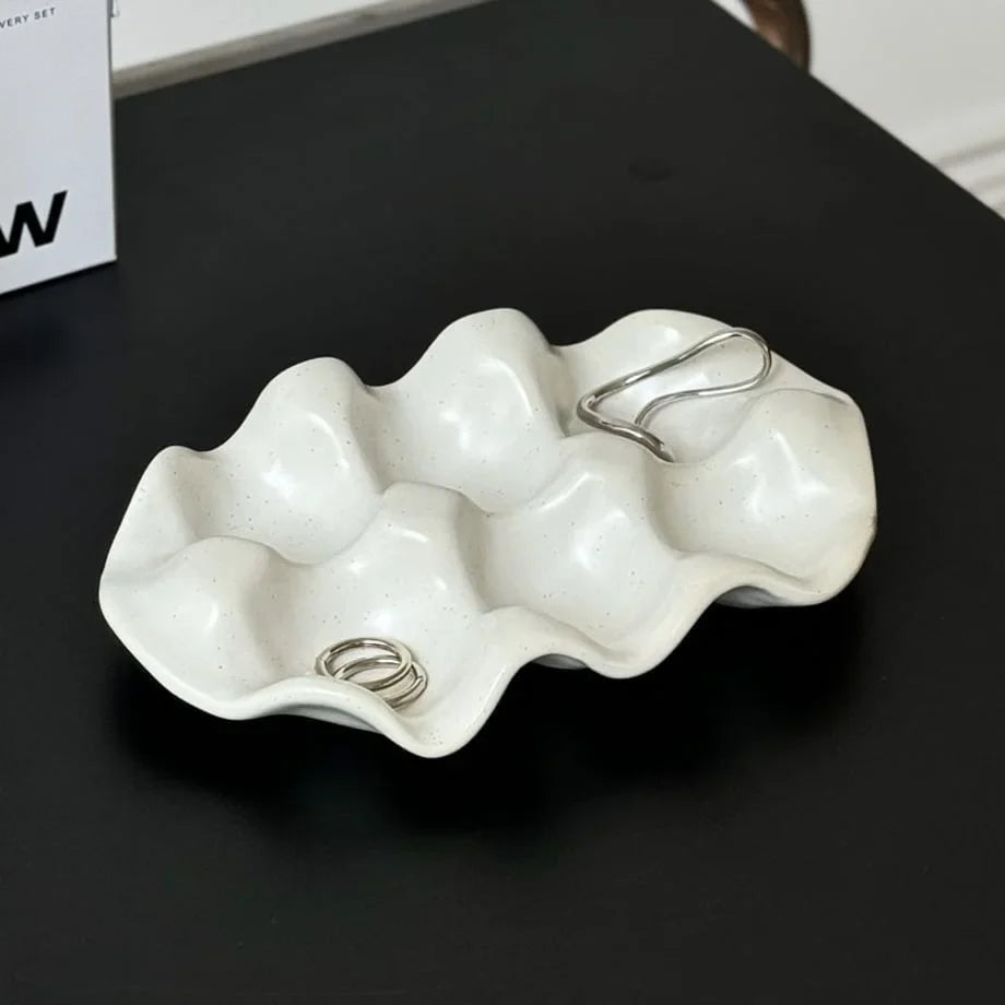 Speckled Wavy Ceramic Jewelry Dish