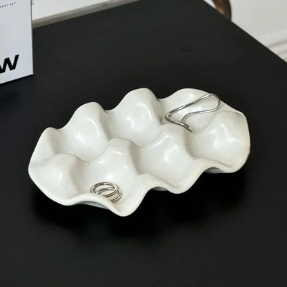 Speckled Wavy Ceramic Jewelry Dish