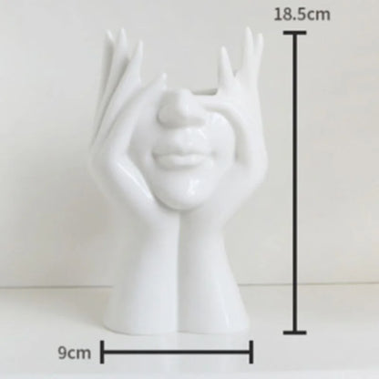 Sculptural Abstract Face Resin Vase