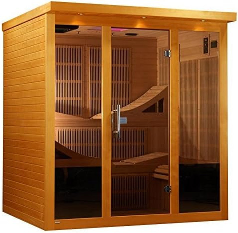 Golden Designs "Monaco" 6-Person near Zero EMF Far Infrared Sauna Canadian Hemlock Hot Tubs & Supplies Lawn & Garden Patio Pools Saunas