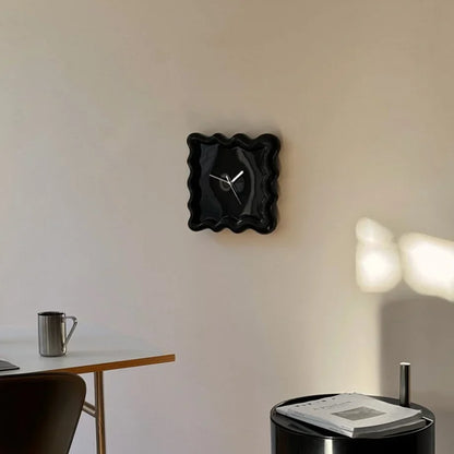 Wavy Squiggle Frame Minimalist Melamine Clock