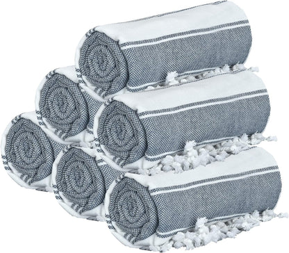 GLAMBURG Peshtemal Turkish Towel 100% Cotton Beach Towels Oversized 36X71 Set of 2, Cotton Beach Towels for Adults, Soft Durable Absorbent Extra Large Bath Sheet Hammam Towel - Charcoal Grey Bath Beach Towels Home & Kitchen Towels