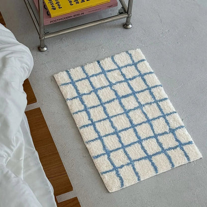 Plush Tufted Checkered Grid Polyester Accent Rug