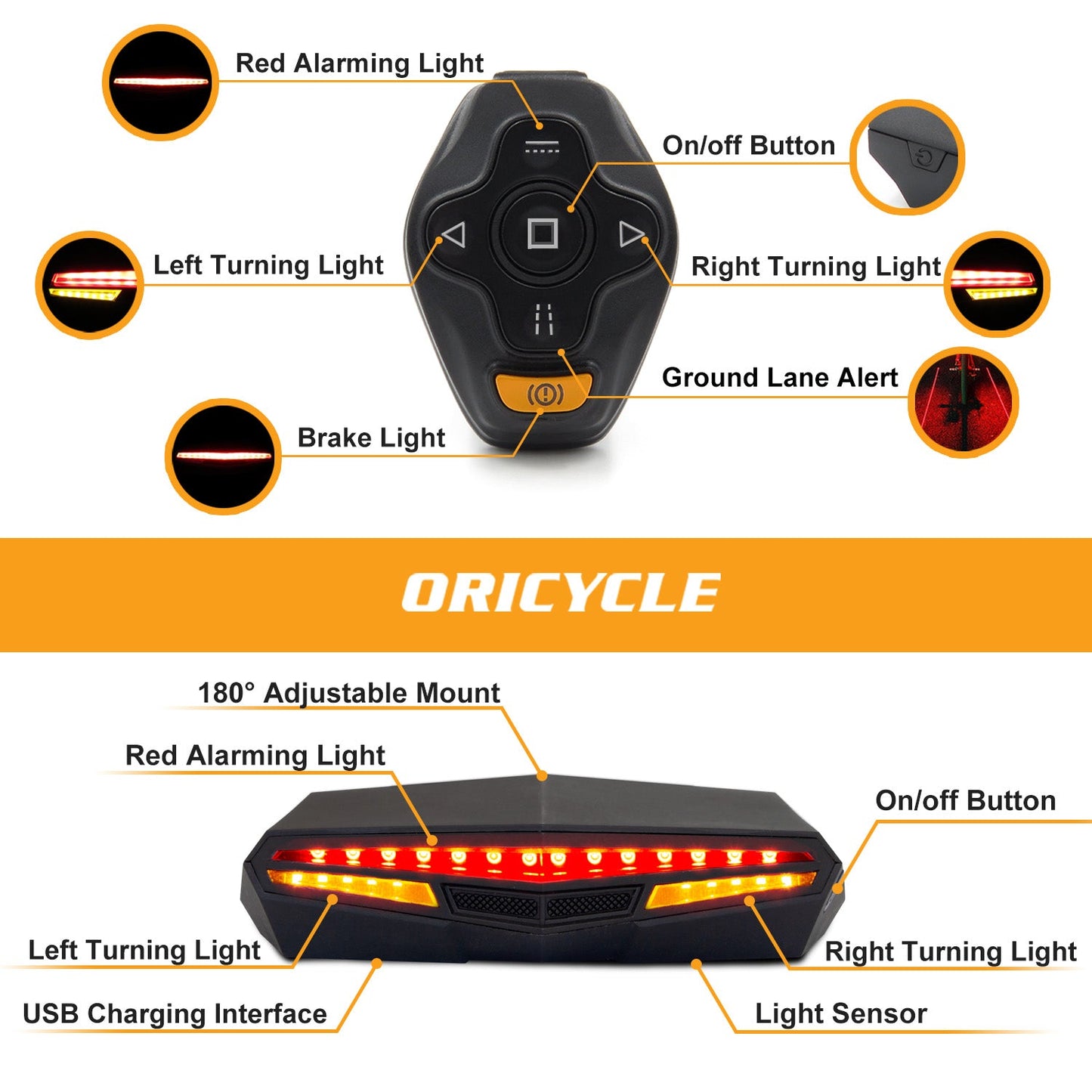 Oricycle C2 Rechargeable Bike Tail Light LED
