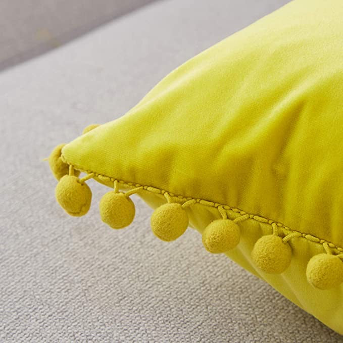 Velvet Pom Pom Cushion Covers