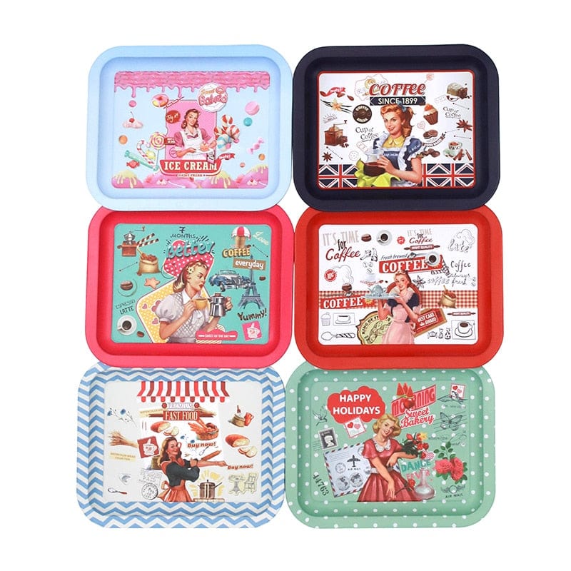 6Pcs Retro Metal Tray