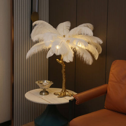 Ostrich Feather Table Lamp