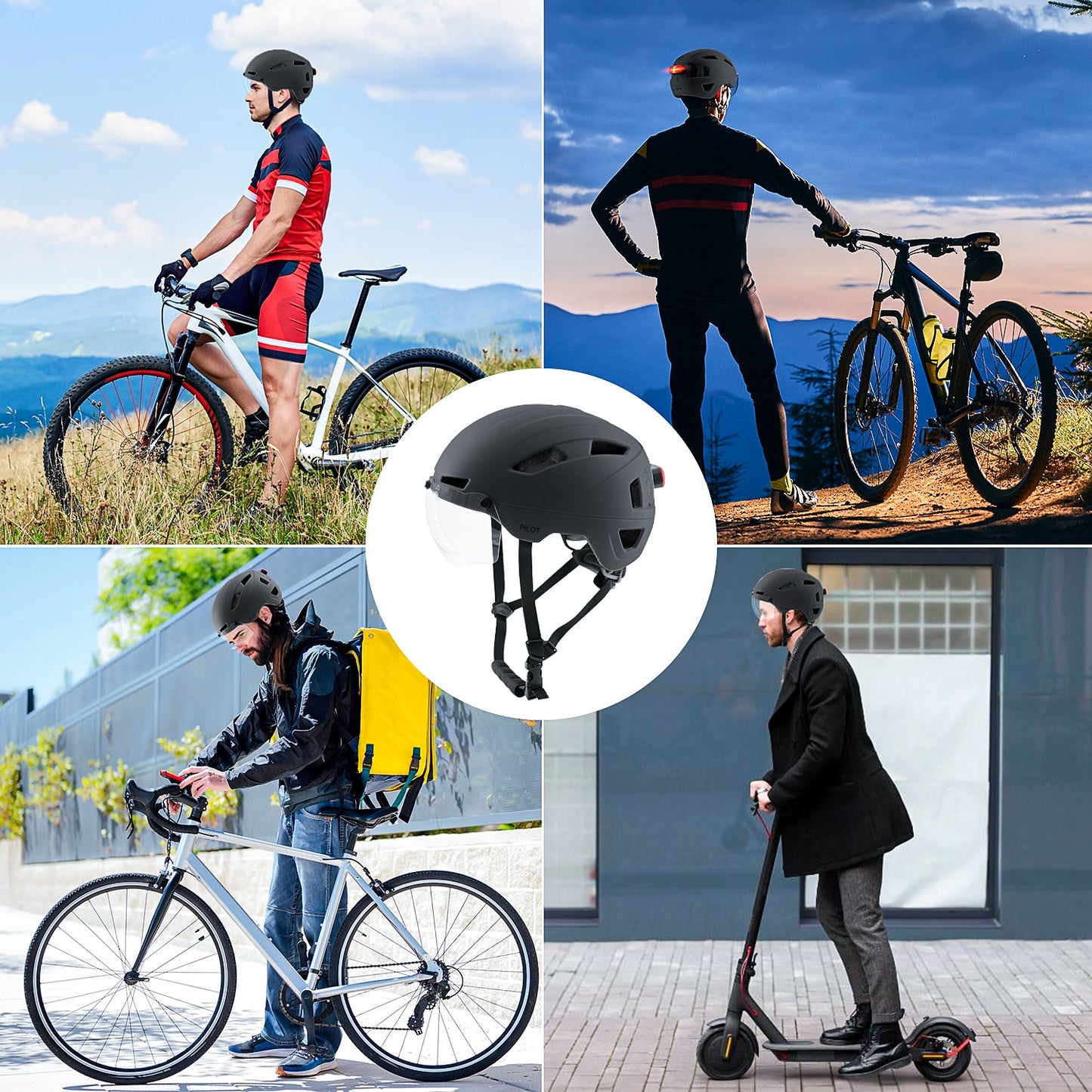 UV400 Lightweight Bicycle Helmets with LED Lights