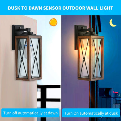 LONEDRUID Dusk to Dawn Sensor Outdoor Wall Lantern 16" H Waterproof Exterior Wall Light outside Sconce Lighting Fixtures Anti-Rust Wall Mount Lamp for Front Porch Garage Doorway Entryway, ETL List Lighting & Ceiling Fans Outdoor Lighting Porch & Patio Lights Tools & Home Improvement Wall Lights