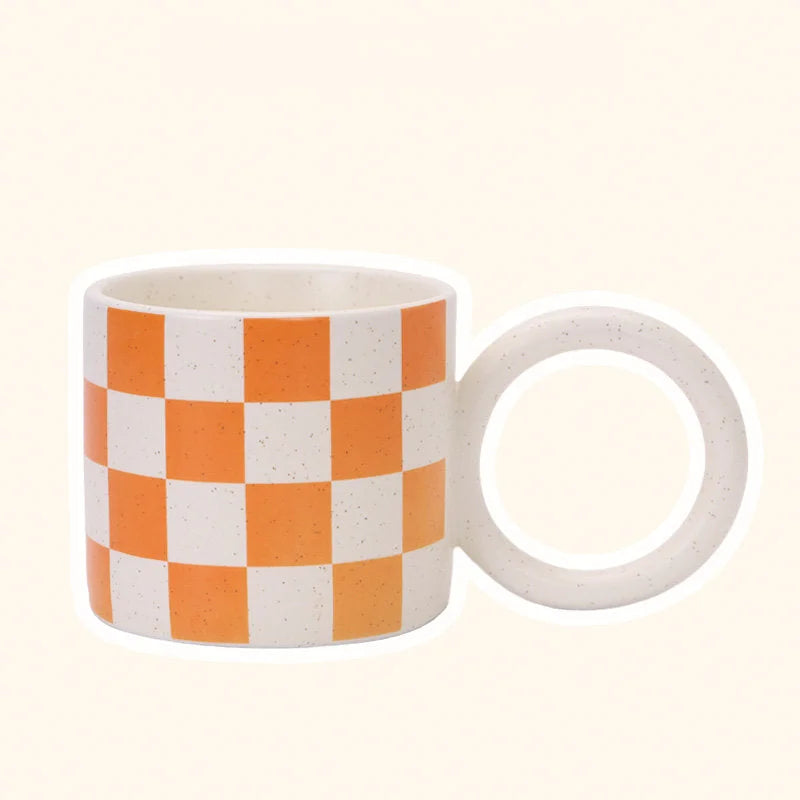 Chunky Checkered Ceramic Mug
