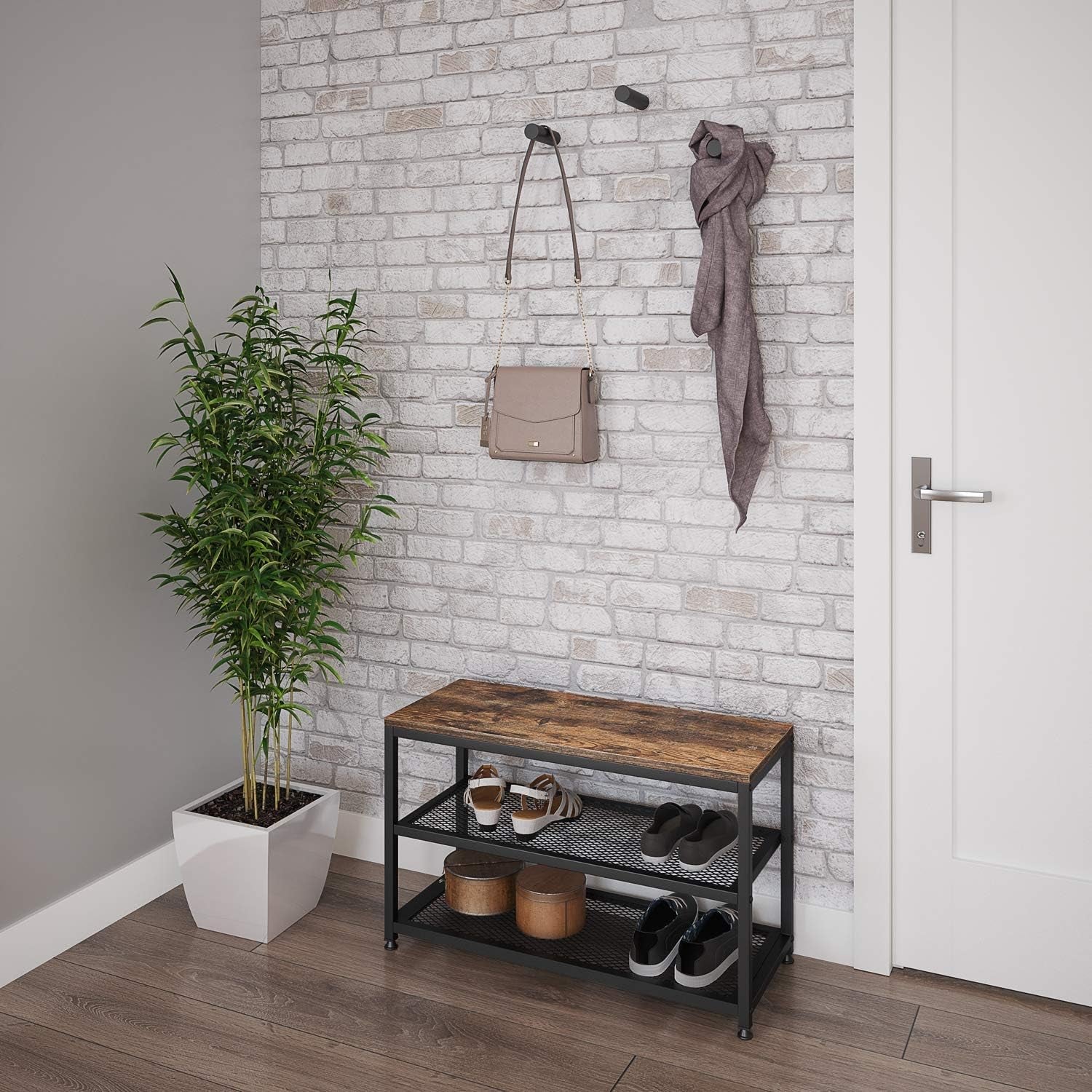 Ballucci Scarpiera Panca, Scarpiera a 3 Ripiani, Scarpiera da Ingresso – BAJE HOME Ballucci Scarpiera Panca, Scarpiera a 3 Ripiani, Scarpiera da Ingresso – BAJE HOME