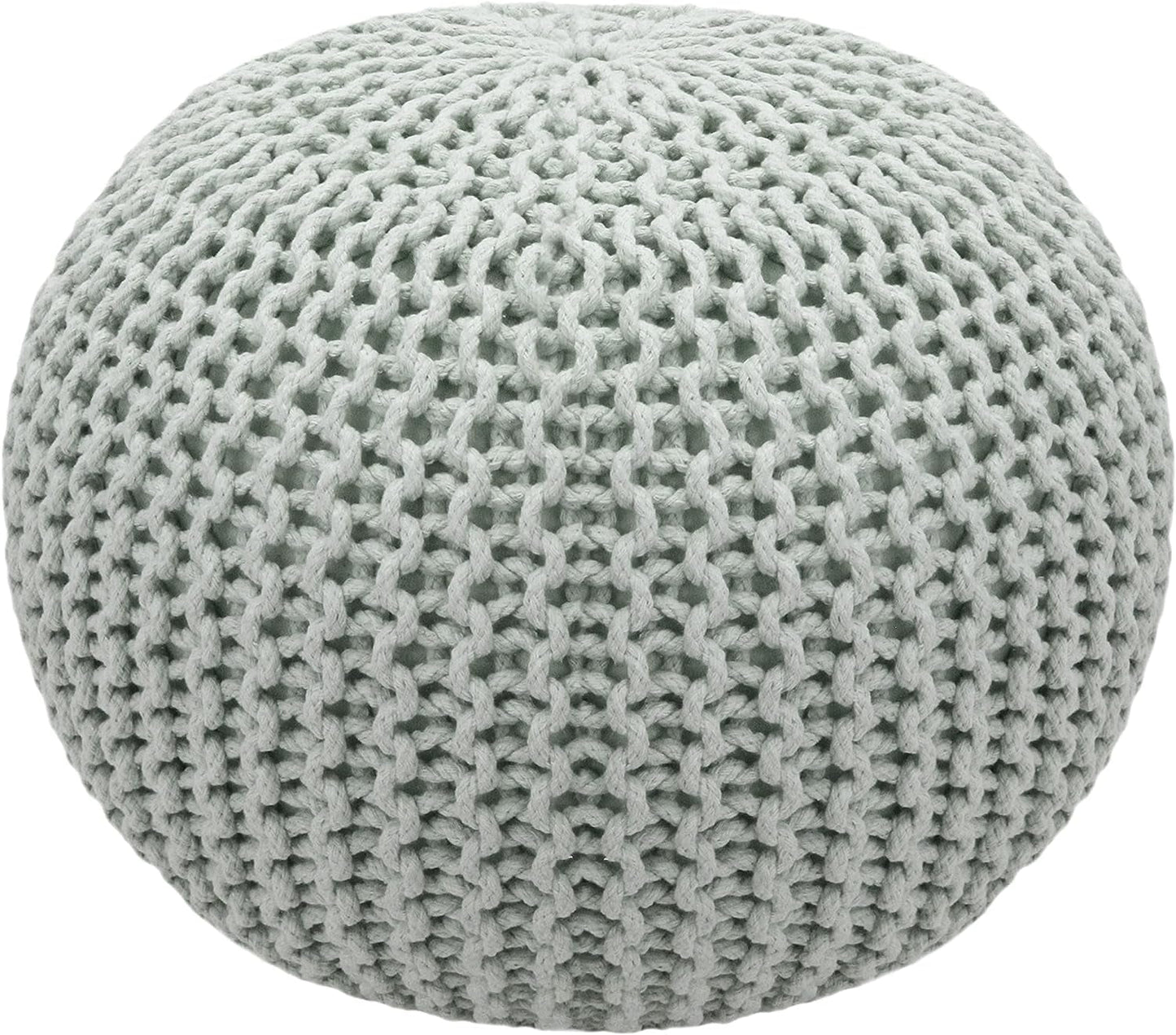 COTTON CRAFT round Pouf - Hand Knitted Tweed Cable Dori Pouf Ottoman - Cotton Braid Cord Foot Stool Floor Pouf Footrest Accent Seat Furniture Bean Bag - Family Room Kids Nursery Dorm - 20X14 - Natural Furniture Home & Kitchen Living Room Furniture Ottomans