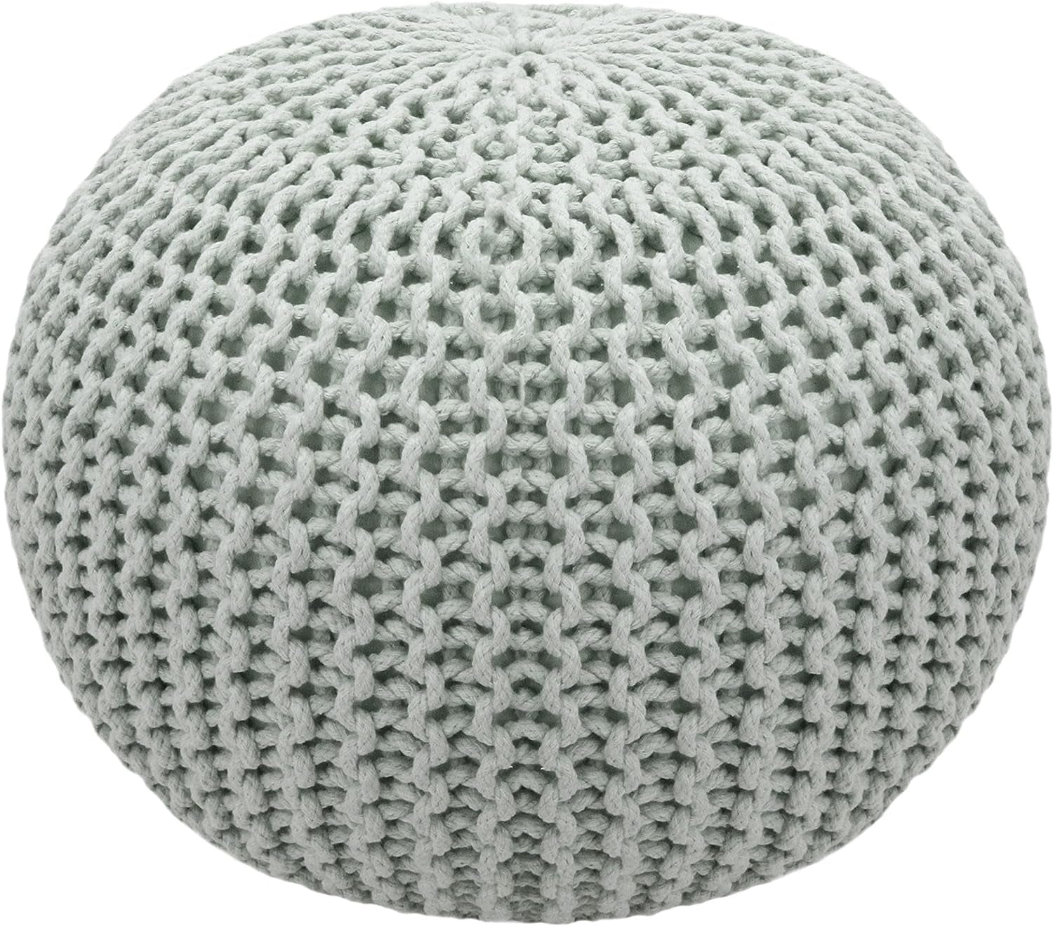 COTTON CRAFT round Pouf - Hand Knitted Tweed Cable Dori Pouf Ottoman - Cotton Braid Cord Foot Stool Floor Pouf Footrest Accent Seat Furniture Bean Bag - Family Room Kids Nursery Dorm - 20X14 - Natural Furniture Home & Kitchen Living Room Furniture Ottomans