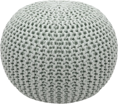 COTTON CRAFT round Pouf - Hand Knitted Tweed Cable Dori Pouf Ottoman - Cotton Braid Cord Foot Stool Floor Pouf Footrest Accent Seat Furniture Bean Bag - Family Room Kids Nursery Dorm - 20X14 - Natural Furniture Home & Kitchen Living Room Furniture Ottomans