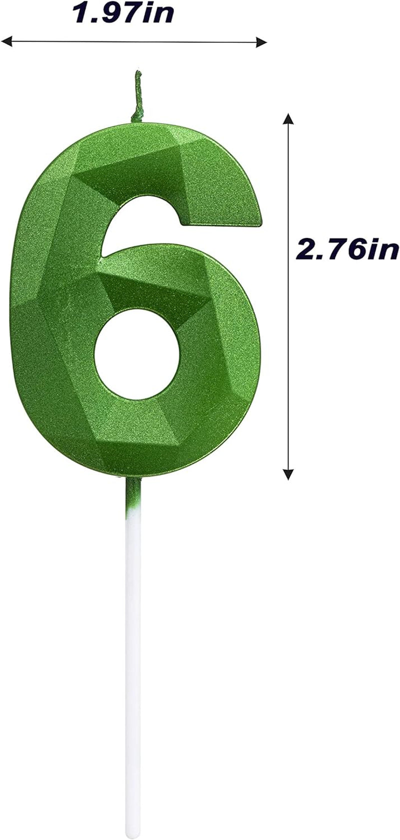 Green Happy Birthday Cake Candles,Wedding Cake Number Candles,3D Design Cake Topper Decoration for Party Kids Adults (Green Number 6) Birthday Candles Candles Candles & Holders Home & Kitchen Home Décor Products Specialty Candles