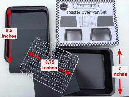 Checkered Chef Toaster Oven Pans - 5 Piece Nonstick Bakeware Set Includes Baking Trays, Rack and Silicone Baking Mats - Best Accessories for Toaster and Convection Ovens Cookware Home & Kitchen Kitchen & Dining Toaster Oven Cookware