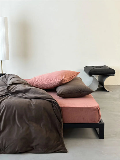 Plush Solid Color Velvet Bedding Set