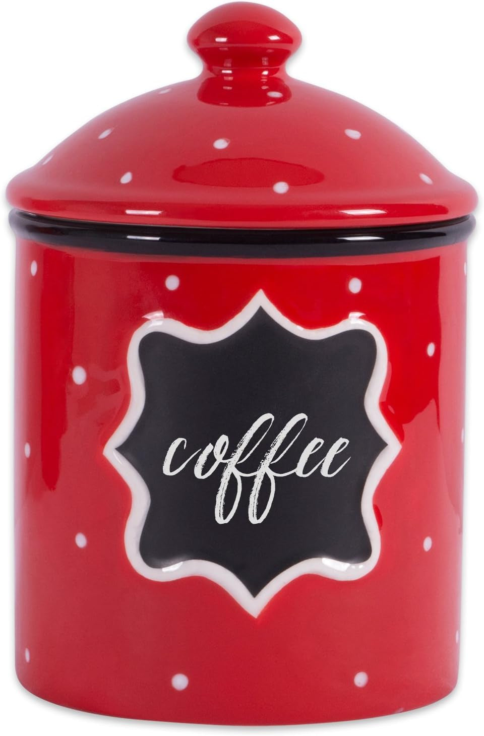 DII Ceramic Farmhouse Chic Polka-Dot Kitchen Canister/Container Organize Your Kitchen, Countertops, Cupboards or Pantry, Small, Red Food Jars & Canisters Food Storage Home & Kitchen Kitchen & Dining Storage & Organization