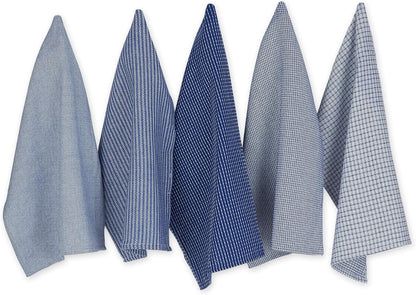 DII Ultra Absorbent, Everyday Cotton Kitchen Towels, Dishcloth Set, Assorted Blue, 5 Piece Dish Cloths & Dish Towels Home & Kitchen Kitchen & Dining Kitchen & Table Linens