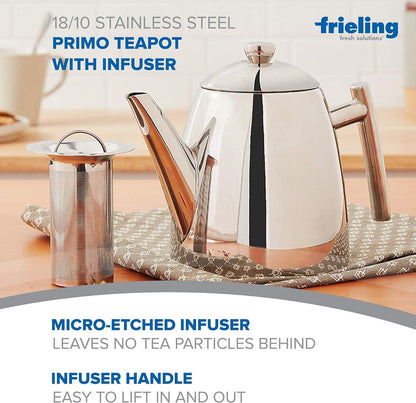 Frieling 18/8 Stainless Steel Teapot with Infuser, Tea Warmer with Teapot Infuser for Loose Tea, 34 Ounces Dining & Entertaining Dinnerware & Serveware Home & Kitchen Kitchen & Dining Teapots Teapots & Coffee Servers