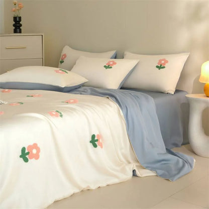 Tufted Doodle Flower Cooling Tencel Bedding Set