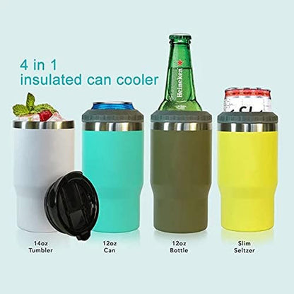 4 in 1 Stainless Steel Can/Bottle Insulator, 14Oz Two-Way Lids SUS Insulated Can Cooler, Beer Bottle Holder (Black) Home & Kitchen Kitchen & Dining Storage & Organization Thermocoolers Travel & To-Go Food Containers