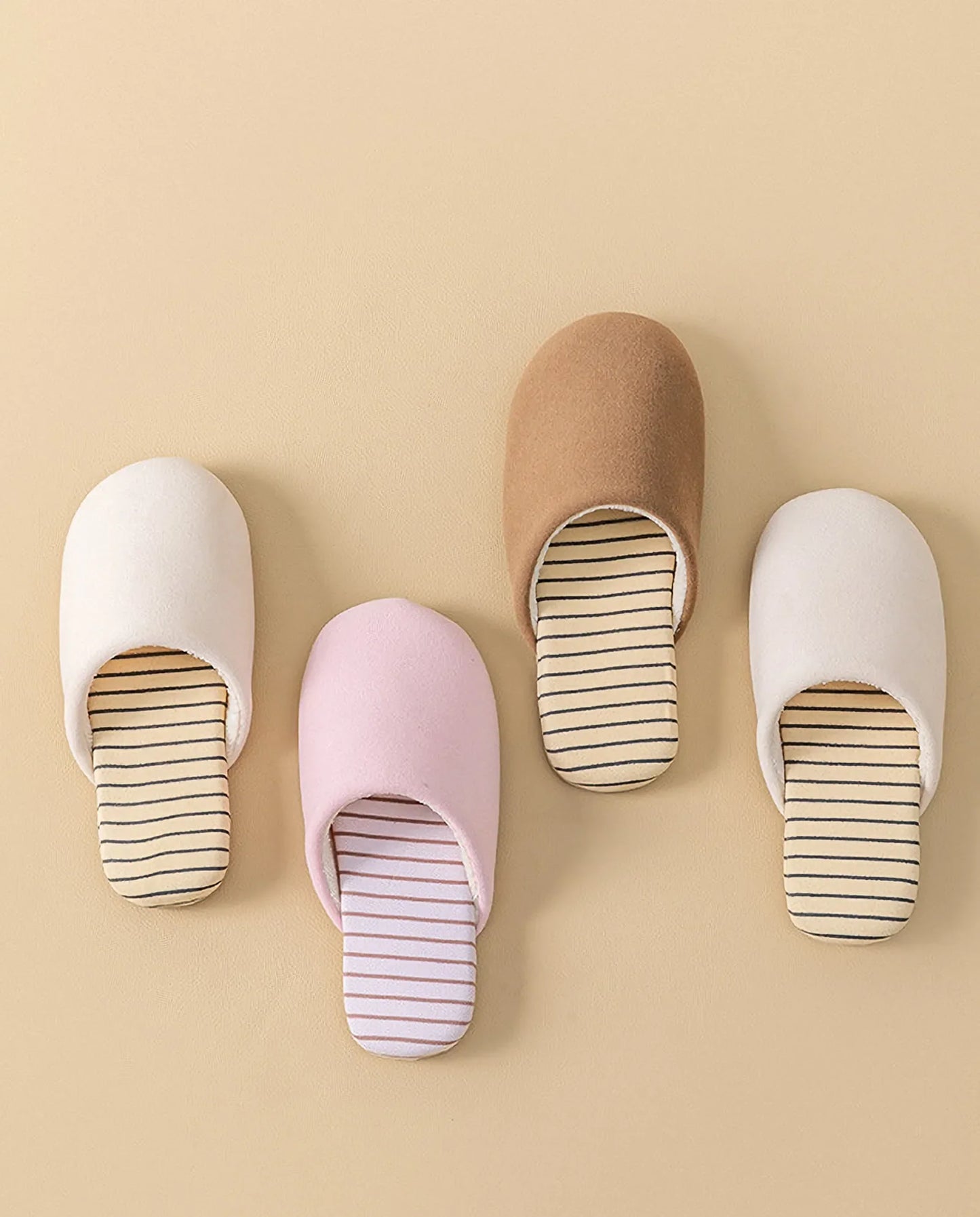 Plush Striped Cotton House Slippers