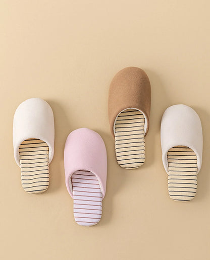 Plush Striped Cotton House Slippers