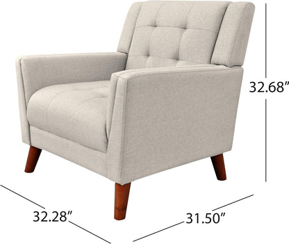 Christopher Knight Home Evelyn Mid Century Modern Fabric Arm Chair and Loveseat Set, Beige, Walnut Furniture Home & Kitchen Living Room Furniture Living Room Sets