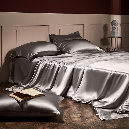 Royalis Grey Luxury Pure Mulberry Silk Bedding Set