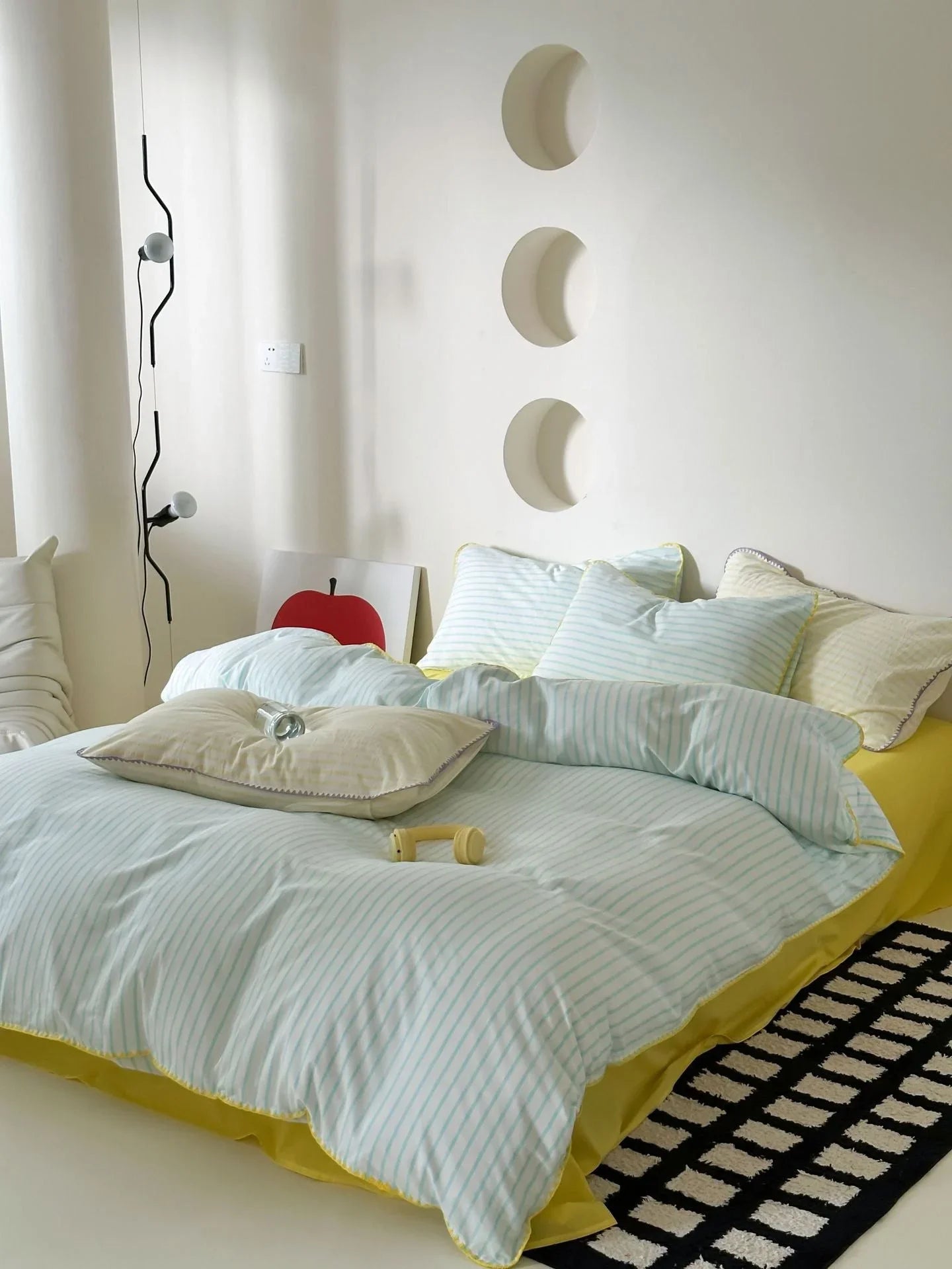 Soft Scalloped Striped Cotton Bedding Set
