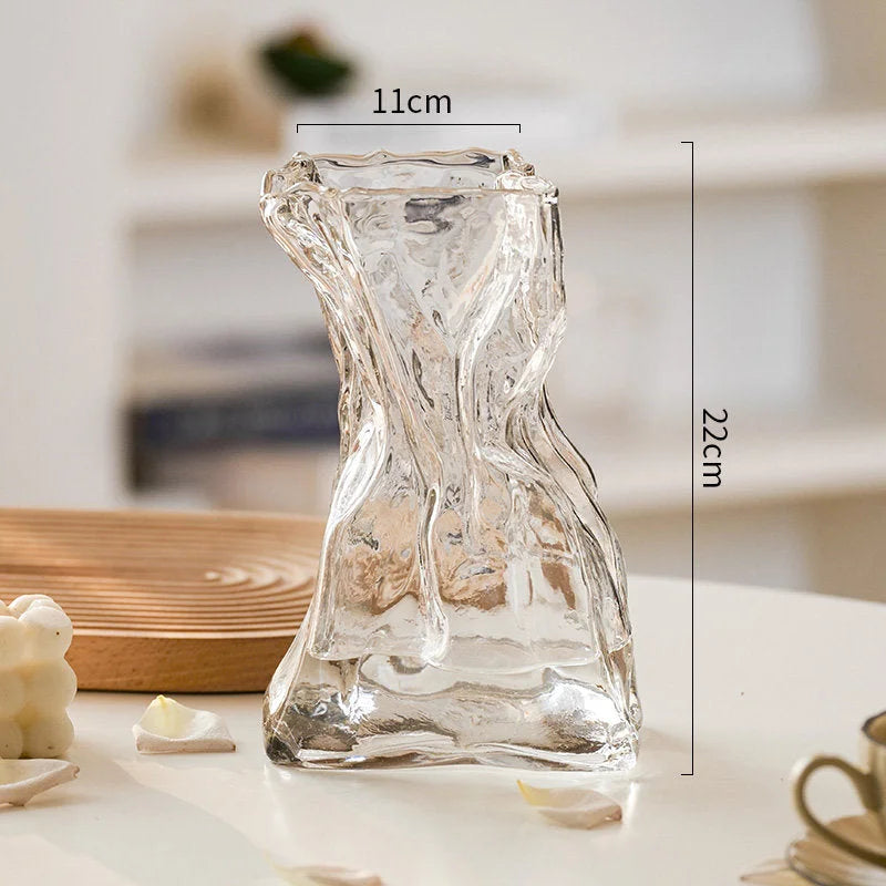 Sculptural Crumpled Glass Vase