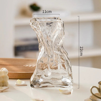 Sculptural Crumpled Glass Vase