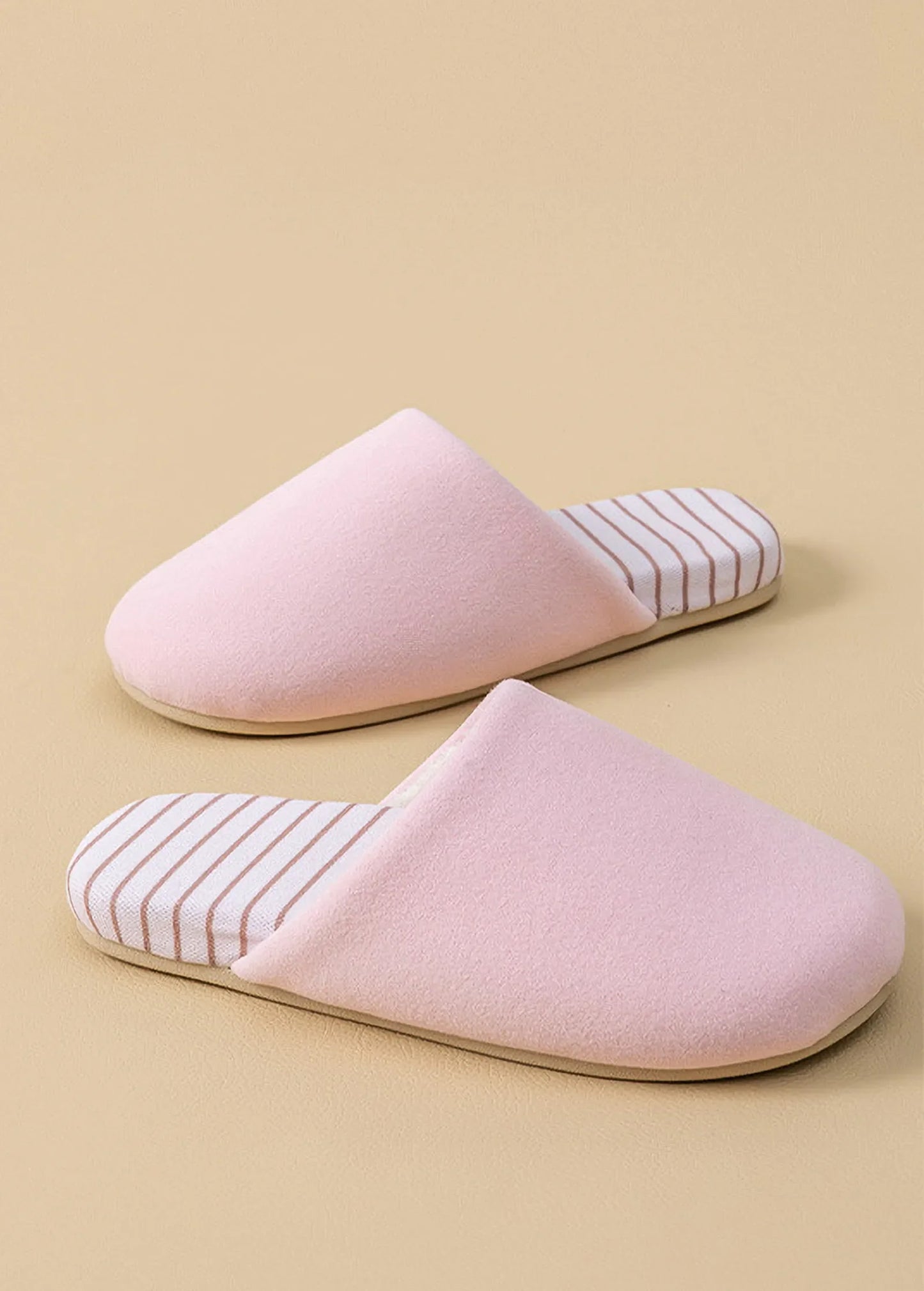 Plush Striped Cotton House Slippers