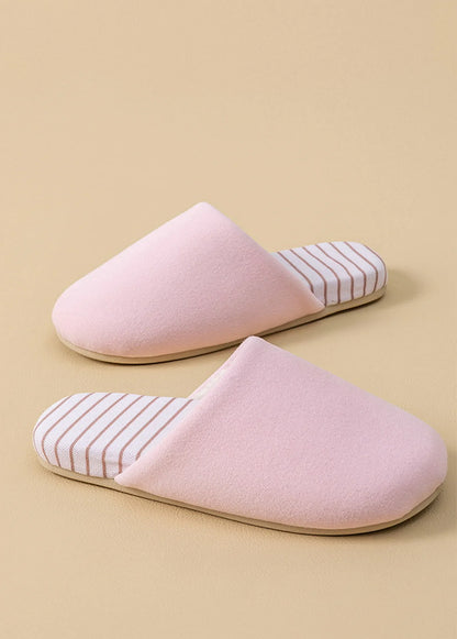 Plush Striped Cotton House Slippers