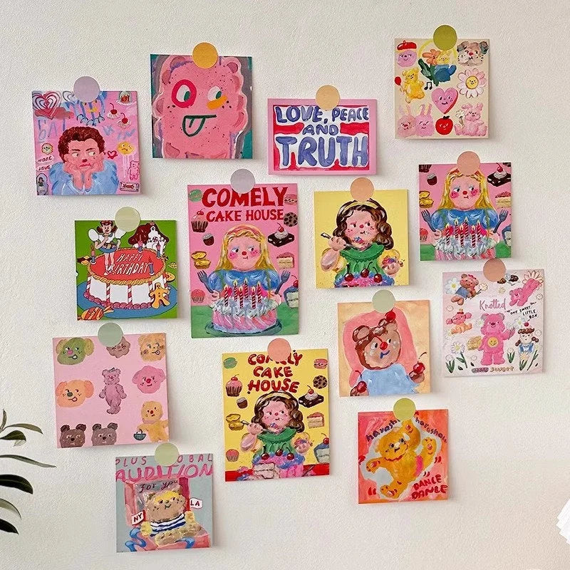 Playful Kawaii Doodle Art Wall Collage Kit