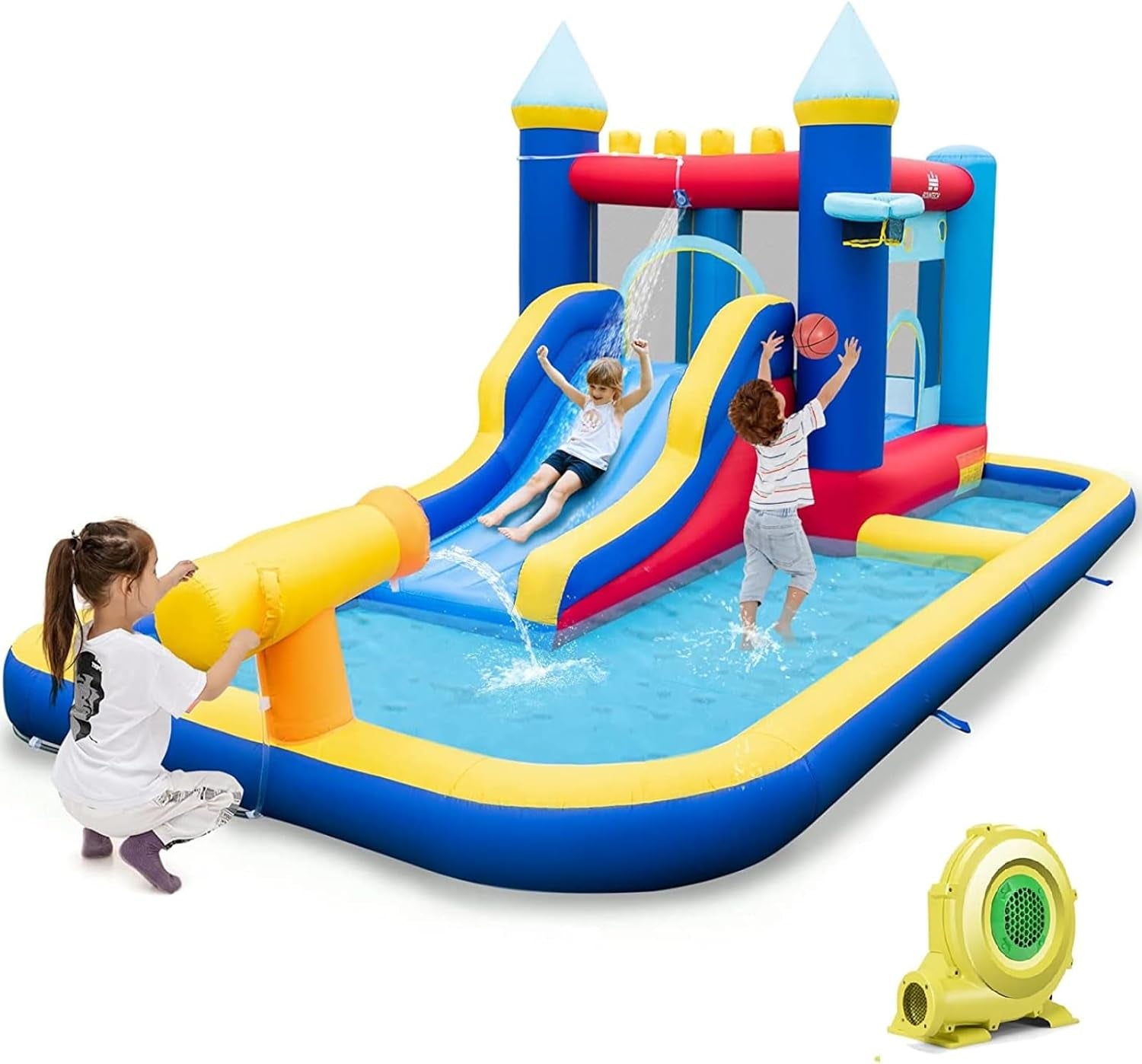 BOUNTECH Inflatable Water Bounce House, Giant Waterslide Park for Kids Backyard Fun Wet and Dry W/Splash Pool, Blow up Water Slides Inflatables for Kids and Adults Outdoor Party Gifts Inflatable Water Slides Pool Toys Pools & Water Toys Sports & Outdoor Play Toys & Games