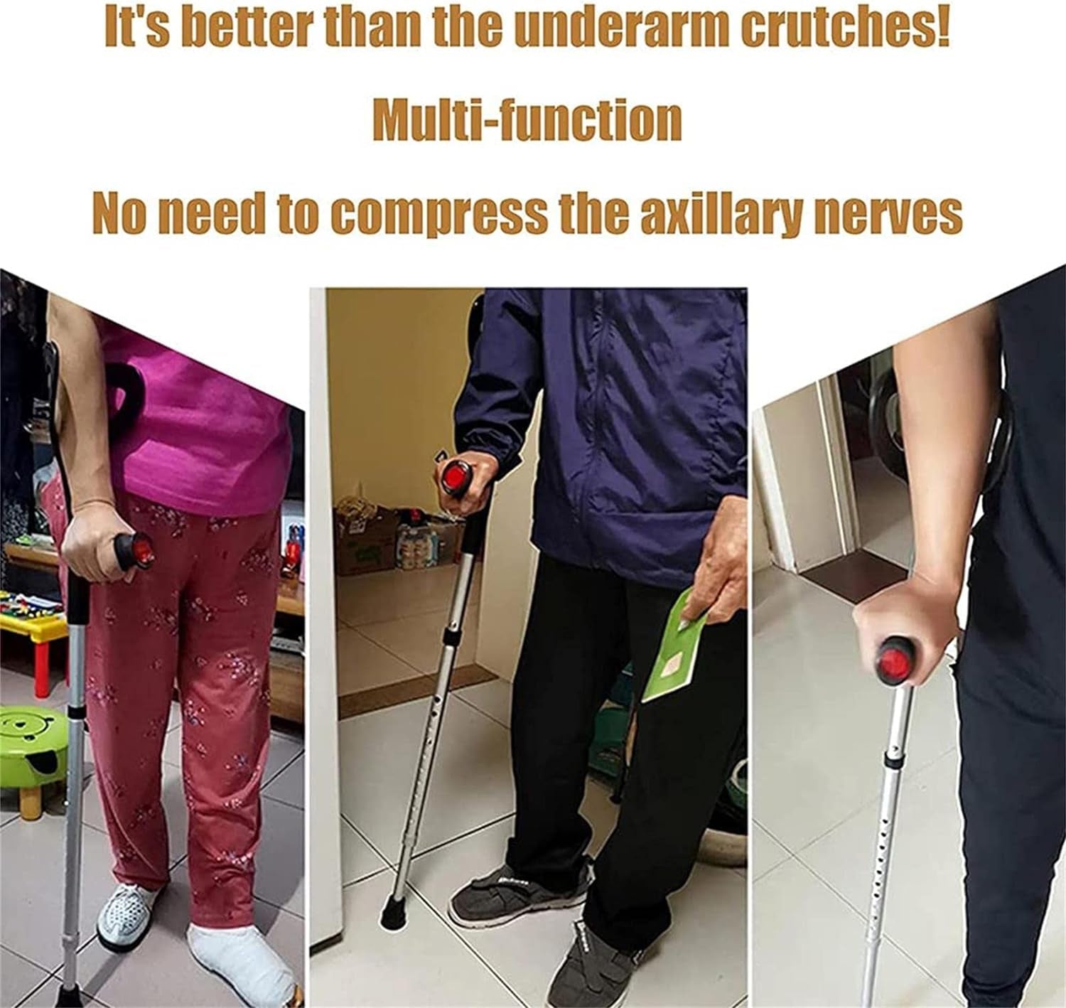 2×Adults Forearm Crutches, Folding Walking Sticks, Adjustable Crutches, Ergonomic Handles, Non-Slip Tips, for Height 140-190 Cm Canes Crutches Crutches & Accessories Health & Household Medical Supplies & Equipment Mobility & Daily Living Aids Mobility Aids & Equipment