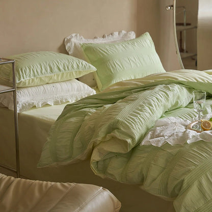 Textured Pintuck Washed Cotton Bedding Set