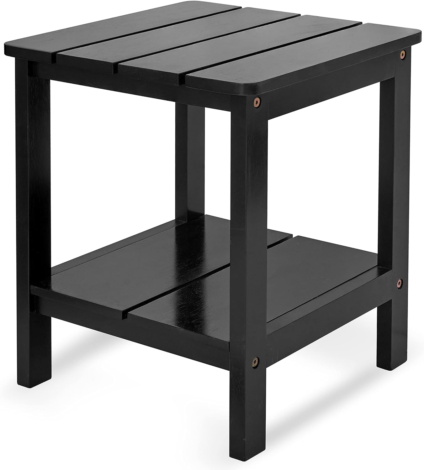 15”X15” Square Outdoor Side Table (Height 18"), Natural Wood End Tables for Patio, Backyard, Pool, Indoor Outdoor Companion (Black, 2 Sides) Lawn & Garden Patio Patio Furniture & Accessories Side Tables Tables