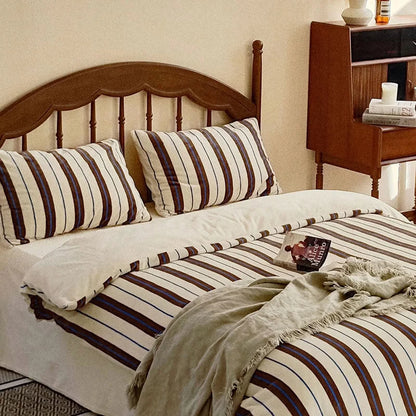 Plush Bold Striped Velvet Bedding Set
